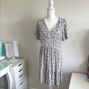 Knox Rose Cream and Blue Patterned Mini Dress